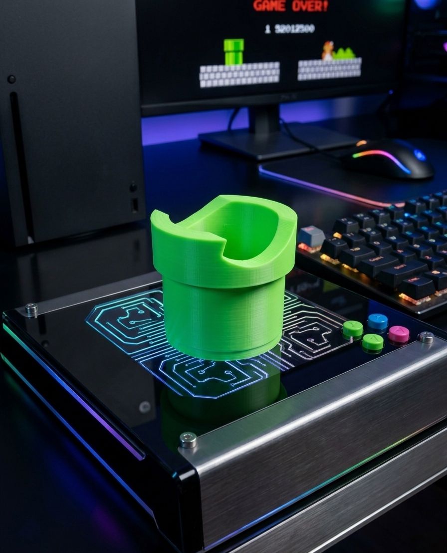 Soporte para Mando de Consola con Diseño de Tubería Retro - Edición Coleccionista en 3D